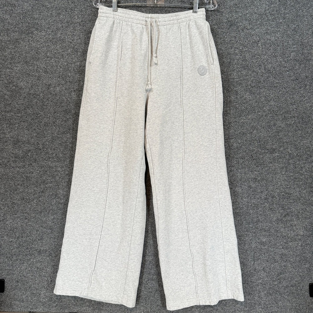 PINK Victorias Secret Sweatpants Women Medium Gray Wide Leg Pintuck Loungewear